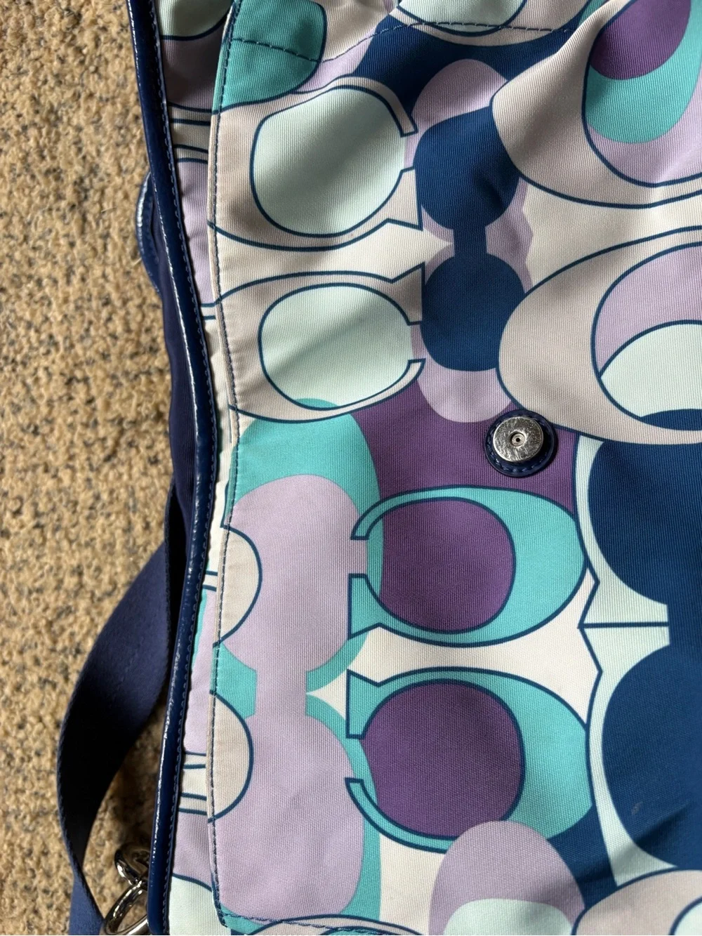 Coach Multicolor Signature Print Crossbody in Navy, Teal & Lavender